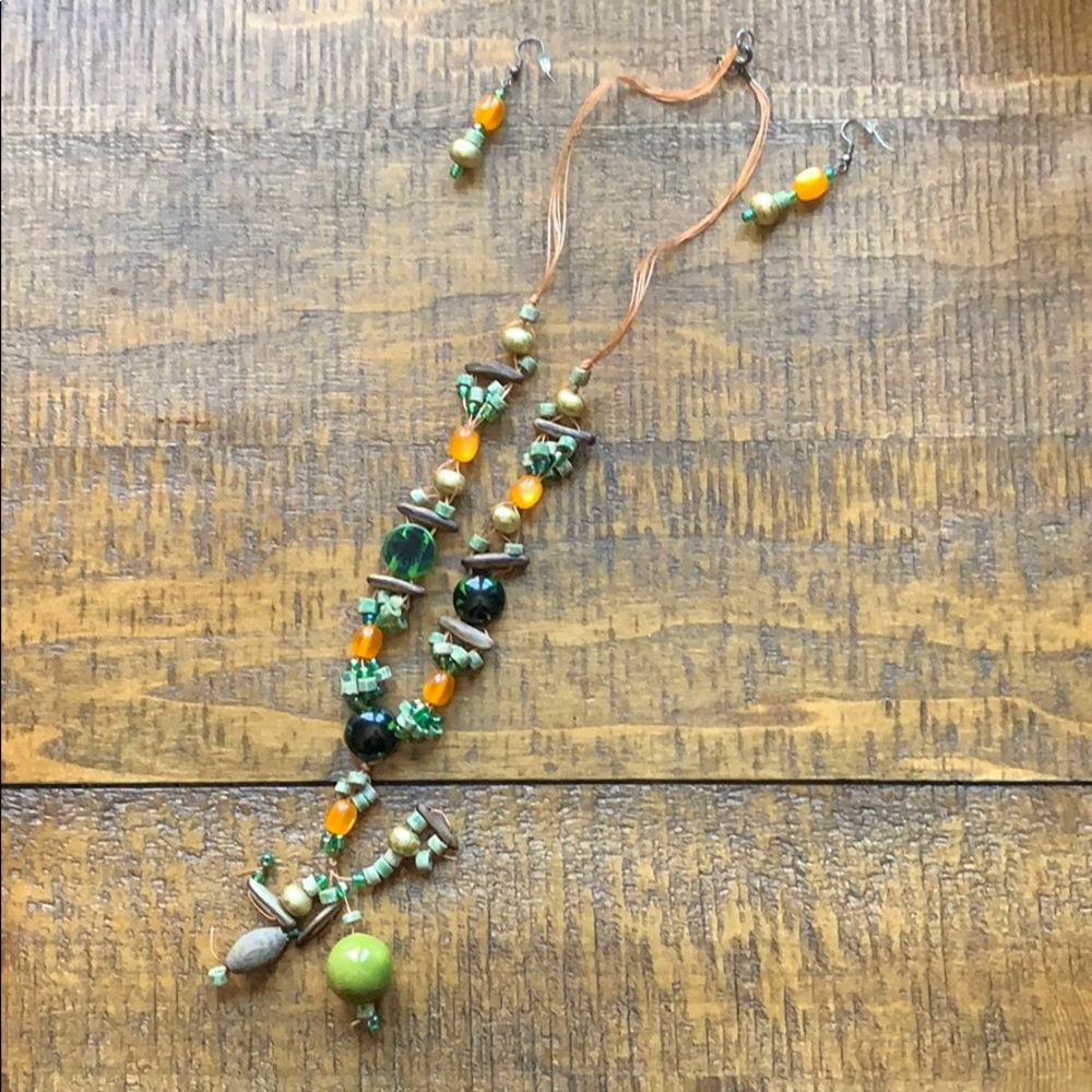 (Set) Handmade Multicolored Earrings/Necklace